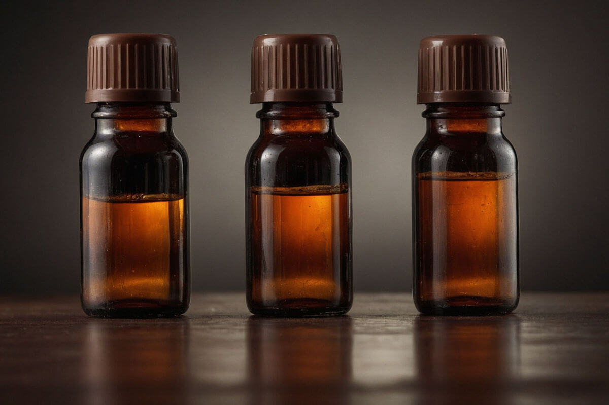 Poppers Wirkung verlängern Symbolbild: Drei Poppers-Fläschchen. Englisch: Extend poppers effects. Symbolic image: three poppers bottles.