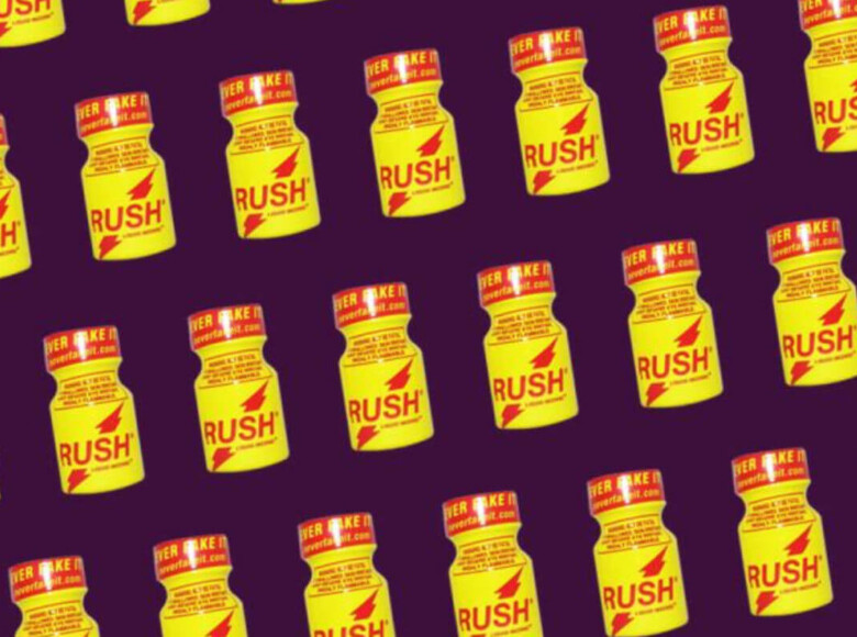 Rush Poppers Symbolbild: Viele Rush Popper Fläschchen vor dunklem Hintergrund. Englisch: Rush poppers Symbolic image: Many rush popper bottles against a dark background.